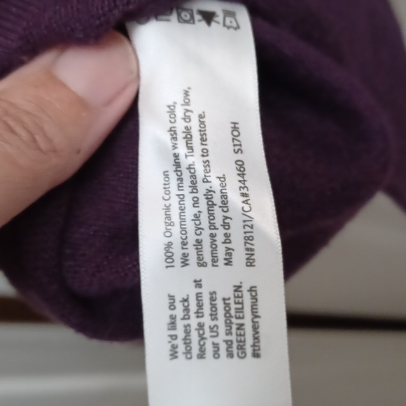 Eileen Fisher Oversized Vneck Sweater, purple, 100% organic cotton - Picture 5 of 5